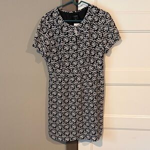 J. Crew Black and White Printed Short Sleeve Mini Dress